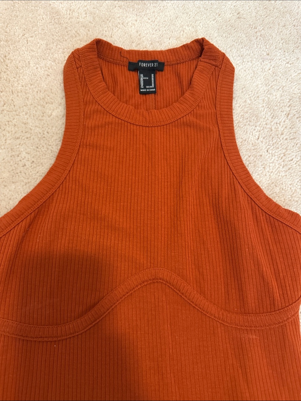 Forever 21 Ribbed High-Neck Tank Top - Burnt Orange